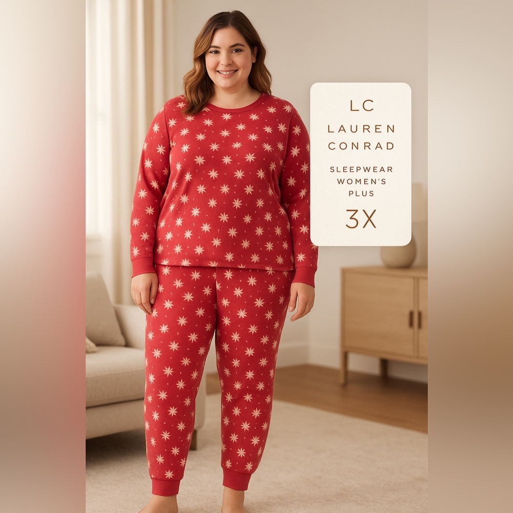 Hot Pink Snowflake Pajama Set | Size 3X | Brushed Knit Lounge